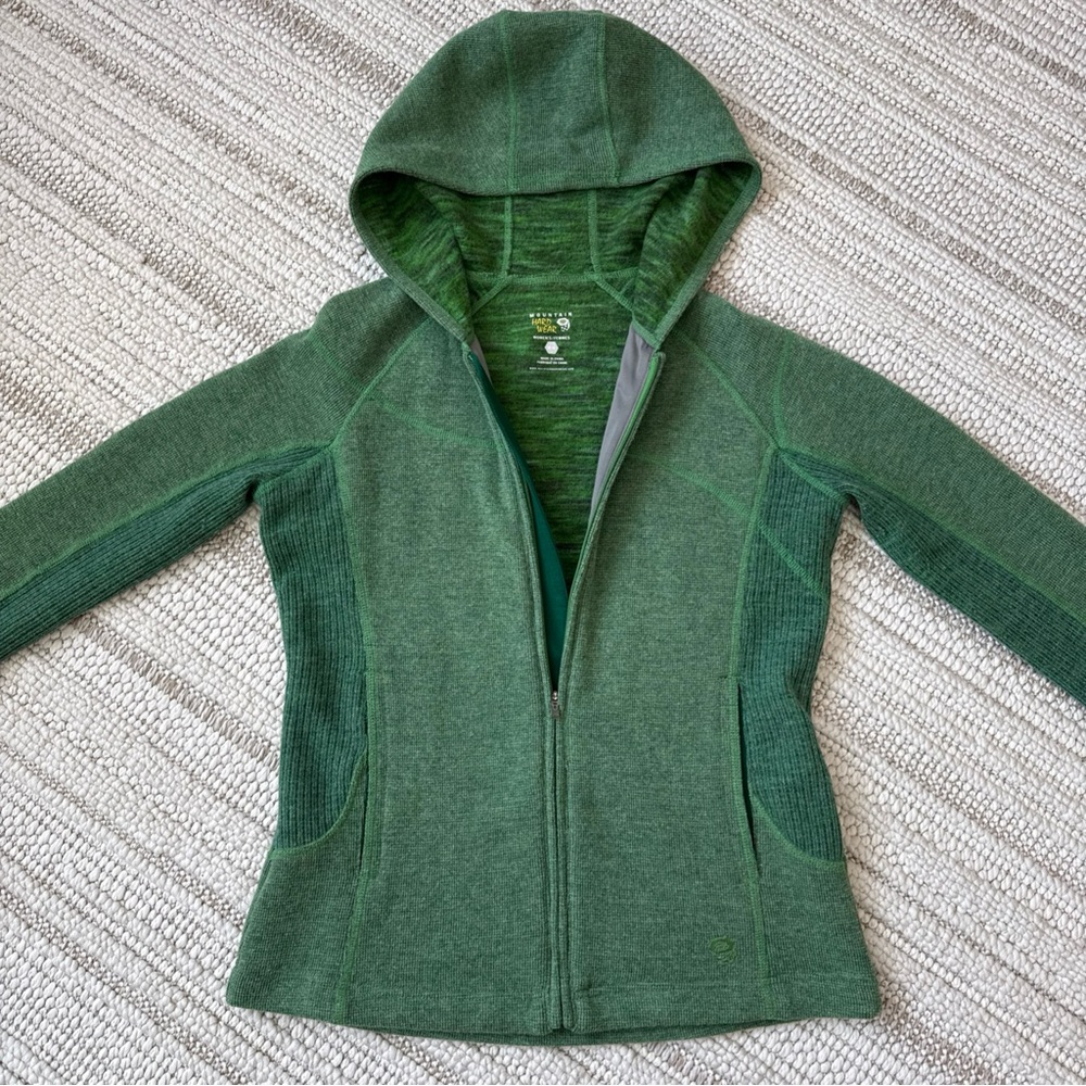 Mountain Hardwear Green Hooded Full-Zip Sweater
